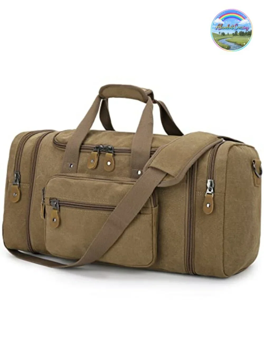 Expandable Canvas Travel Duffel Bag 60L Weekender Carry-On Multi-Pocket
